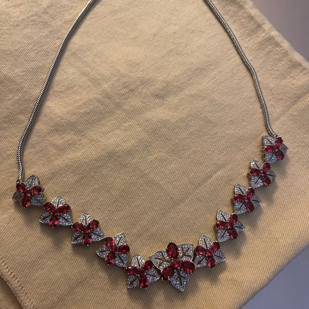 Silver and Tourmaline Dark Pink Stones